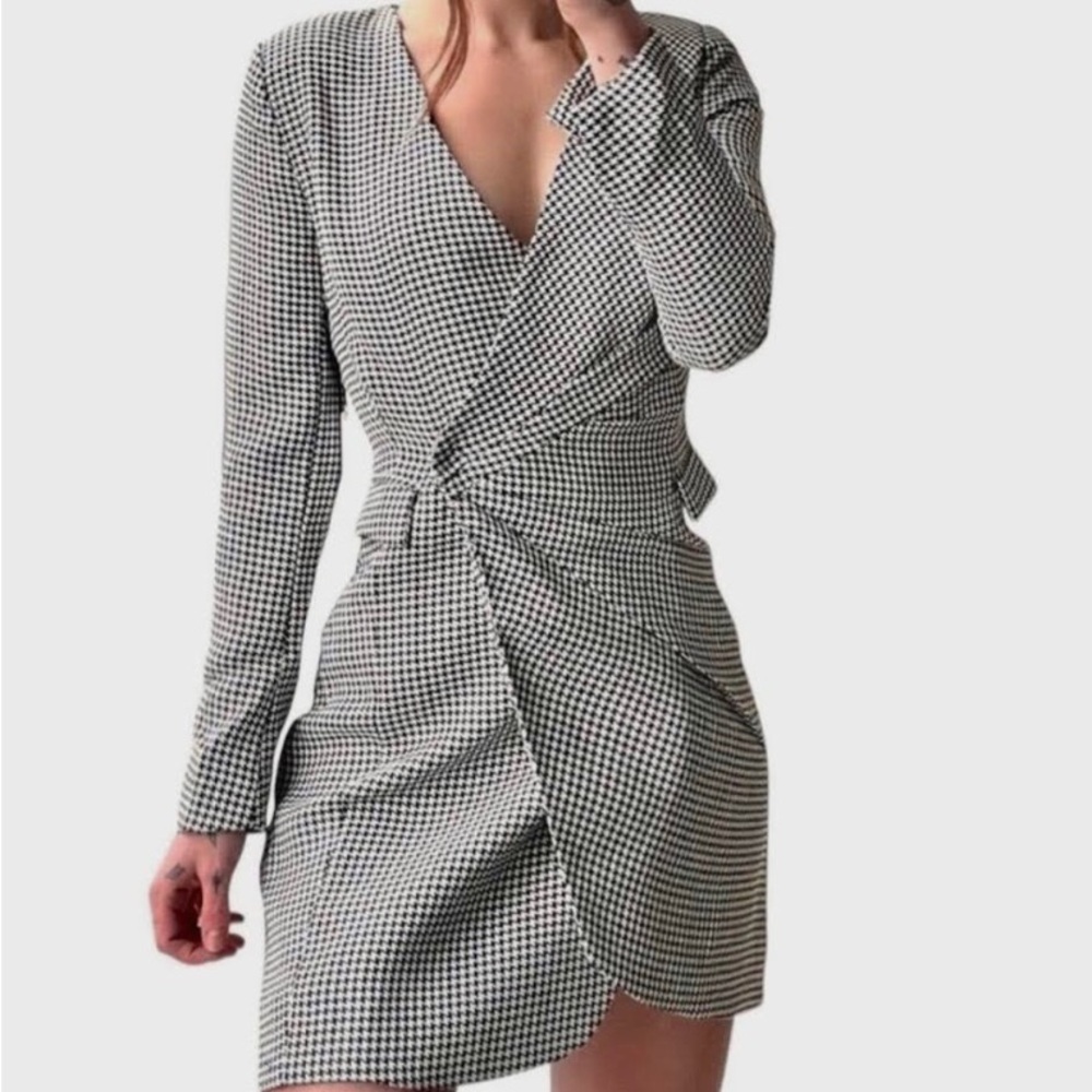 NWT Jason Wu - Houndstooth black & white blazer style wrap dress